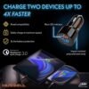 Hussell Car Charger Adapter - 3.0 Portable USB w/Fast Charge Technology & Dual Ports - Compatible w/Apple iPhone, Android, Tablet or Other USB Device - White Elephant, Stocking Stuffers - Image 3