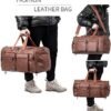 Travel Bag with Shoe Pouch,Weekender Overnight Bag Waterproof Leather Large Carry On Bag Travel Tote Duffel Bag - Image 6