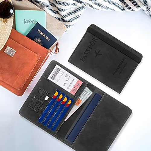 Passport Holder Cover, Wallet RFID Blocking Passport Case, Leather Card Case Passport Cover For Travel Accessories for Women Men-Black - Image 6