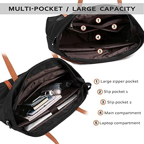 Laptop Bag Waterproof Lightweight Tote Bag for Women Nylon Briefcase Computer Work Shoulder Handbag Fits 15.6 inch Laptop - Image 4