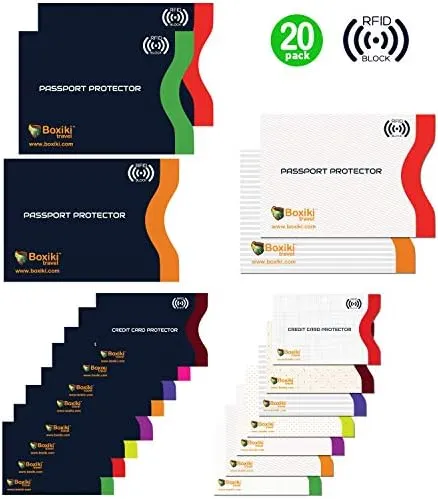 Boxiki Travel RFID Blocking Sleeves, Set with Color Coding | Identity Theft Prevention RFID Blocking Envelopes and Passport Covers - Image 2