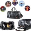 Weekender Oversized Travel Duffel Bag With Shoe Pouch, Leather Carry On Bag - Image 5