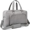 BAGSMART Duffle Bag Large Weekender Overnight Bag with Shoe Bag, can Hold 15.6 inch Laptop, Carry-on Bag for Travel, Gym, Work, 27L (Light Grey)
