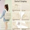 Laptop Backpack for Women Girls 15.6 Inch Mesh School Bag, Unisex Student Bookbag Waterproof Backpack for College Work Travel,Beige Backpack - Image 5