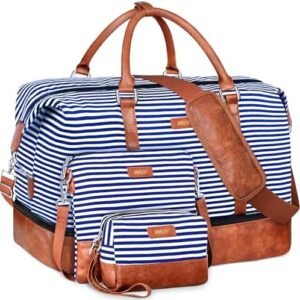 IBFUN Weekender Bags for Women, 21" Weekender Travel Bag, Travel Duffle Bag with Shoe Compartment Carry on Overnight Duffel Bag for Weekend Travel Business Trip, 3PCS