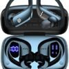 bmani Wireless Earbuds Bluetooth Headphones 48hrs Play Back Sport Earphones with LED Display Over-Ear Buds with Earhooks Built-in Mic Headset for Workout Black