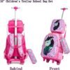 Egchescebo School Kids Rolling Backpack for Girls and Boys With Wheels Trolley Wheeled Backpacks for Girls Travel Bags 3PCS Girls and Boys Backpack With Lunch Box Rose Red - Image 3