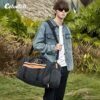 Canvas Duffle Bag for Travel - 45L Duffle Bag for Men Travel Duffel Bag Weekender Overnight Bag with Shoe Compartment Mens Travel Bag - Dark Grey - Image 3
