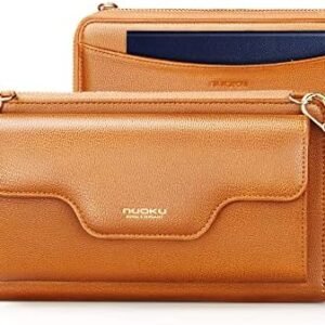 nuoku Passport Holder, RFID Blocking Passport Wallet with Zipper 2 Straps, Travel Document Organizer for Family (Brown)