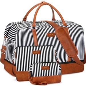 IBFUN Weekender Bags for Women, 21" Weekender Travel Bag, Travel Duffle Bag with Shoe Compartment Carry on Overnight Duffel Bag for Weekend Travel Business Trip, 3PCS