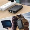 Feeke Solar-Charger-Power-Bank - 36800mAh Portable Charger,QC3.0 Fast Charger Dual USB Port Built-in Led Flashlight and Compass for All Cell Phone and Electronic Devices (Black) - Image 3