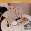Abiudeng Large Makeup Bag,Double Layer Cosmetic Bag,Travel Makeup Bag,Leather Makeup Bag, Cosmetic Travel Bags,Portable Leather Toiletry Bag,Roomy Cosmetic Bag for Women and Girls - Image 5