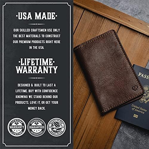 Leather Passport Holder for Men | Made in USA | 3.5" x 5.5" Field Notes Cover | Tobacco Snakebite - Image 2