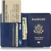 EpicGadget RFID Blocking Premium Leather Passport Holder Travel Wallet Cover Case (Navy Blue) - Image 3
