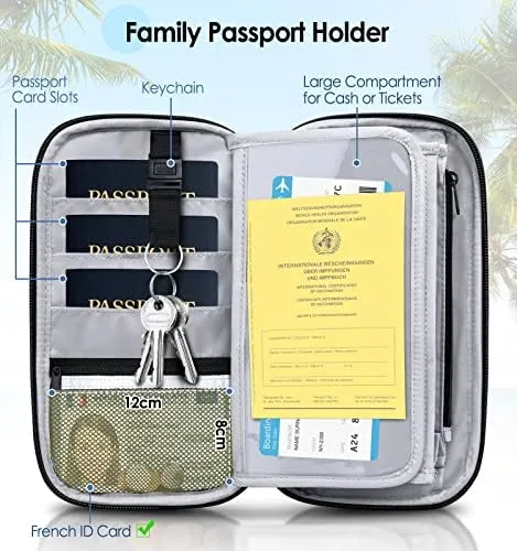 BKNOOU Family Passport Holder Travel Document Organizer,Waterproof Travel Passport Wallet for Men Women,Multiple Passport Holder for Family of 4 5 6 - Image 5