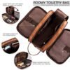 Elviros Toiletry Bag for Men, Large Travel Shaving Dopp Kit Water-resistant Bathroom Toiletries Organizer PU Leather Cosmetic Bags - Image 3