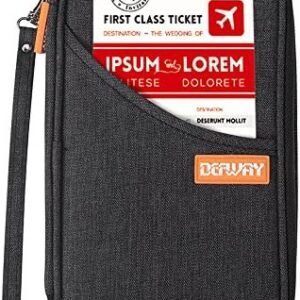 defway Passport Holder Travel Wallet - Family Passport Holder of 4, RFID Blocking Passport Wallet for Men Women, Travel Essentials for Flying, BLACK