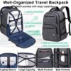 Travel Backpack for Men Women,45L Carry On Backpack Flight Approved,Large Laptop Backpack,Expandable Luggage Backpack Water Resistant Bookbag Daypack Fit 17 Inch - Image 3