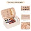 OCHEAL Makeup Bag, Travel Makeup Bag Waterproof Cosmetics Organizer Make Up Bag Case,Toiletry Bag for Women,Large Capacity for Girls Daily Use Dorm Room Storage with Dividers -Beige - Image 4