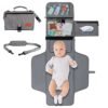 Portable Diaper Changing Pad, Newborn Diaper Changing Pad Baby Changing Pad with Smart Wipes Pocket Waterproof Travel Changing Kit for Girl Boy Baby Shower Gifts (Grey)