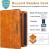 Caweet Passport Holder and Vaccine Card Holder Combo RFID Blocking Leather Vaccination Card Wallet with Elastic Band Closure, Brown - Image 3