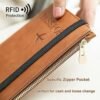 Passport Holder Men Rfid Blocking Passport Wallet Travel Document Holder Leather Travel Wallet with Elastic Strap & Zipper Slot Dual Travel Passport Holders Women - Image 3