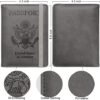 WALNEW Passport Holder Wallet, RFID Blocking Passport Cover Case PU leather Card Holder with Pen and Clear Card Slot for Women Men, Gray - Image 4