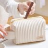 Meiyuuo Cute Small Makeup Bag Portable Cosmetic Bag Travel Make Up Pouch Waterproof Toiletry Bags for Beauty Accessories Light Purple - Image 4