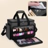 BAFASO Large Cosmetic Bag Makeup Bag with Adjustable Dividers, Travel Makeup Case Holds Cosmetics and Hair Supplies, Black - Image 2