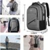 MATEIN Travel Laptop Backpack, 17 inch Business Flight Approved Carry on Backpack, TSA Large Travel Backpack for Men Women with USB Charger Port & Luggage Sleeve, Sturdy College Rucksack Bag, Grey - Image 6