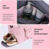 Travel Duffel Bag for Women, Weekender Overnight Bag With Shoes Compartment, Gym Tote Bag, Carry On Duffel Bag (Pink) - Image 3