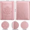 WALNEW Passport Holder Wallet, RFID Blocking Passport Cover Case PU leather Card Holder with Pen and Clear Card Slot for Women Men, Rosegold - Image 4
