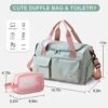 Small Gym Bag for Women, Waterproof Duffle Bag Carry On Weekender Bag with Shoe Compartment & Wet Pocket, Tote Bag for Travel, Workout, Sport - Image 3