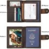 Polare Full Grain Leather Snap Passport and Vaccine Card Holder Combo RFID Blocking Travel Wallet Cover (Dark Brown) - Image 4