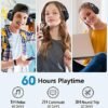 Bluetooth Headphones Over Ear, 60 Hours Playtime Foldable Headphones Wireless Bluetooth Hi-Fi Stereo Deep Bass with 6 EQ Modes, Adjustable Lightweight Headset with Microphone, FM, SD/TF for Adults - Image 2