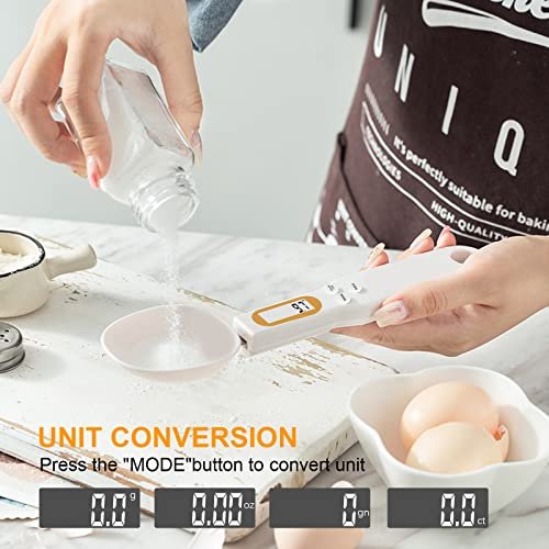 Spoon Scale,Electronic Food Scale 500g/0.1g Weighing for Grams and OZ,Digital Kitchen Scale with Handle Grip and Spout for Coffee Power,Pills,Tea,Flour,Oil,Baking (White) - Image 2