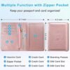 ACdream Passport and Vaccine Card Holder Combo with Zipper Pocket, Cover Wallet, Vaccination Card Slot, Leather Travel Documents Organizer Protector, RFID Blocking, for Women/Men, Rose Gold - Image 4