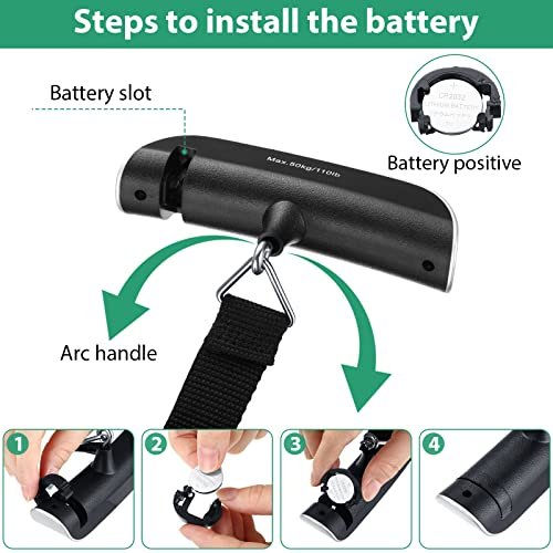 3 Pieces Digital Travel Luggage Scale 110 Lbs Hand Held Digital Weight Suitcase Scale Portable Baggage Travel Bag Scale with Hook, Battery Included - Image 5