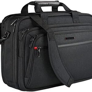 VANKEAN Laptop Briefcase for Men Women, Fits Up to 17.3 Inch Laptop Expandable Premium Laptop Shoulder Bag Water-Repellent Messenger Bag Computer Bag for Travel/Business-Black
