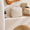 Portable Large Capacity Cosmetic Bag, Skincare Products, Makeup Brush Storage Bag, Double Layer Makeup Bag (Upgraded-White) - Image 8