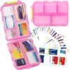 2 Pack DIY Pill Organizer with 175 Pcs Upgraded Pre-Cut Medicine Labels, Foldable Pocket Pharmacy for Travel Daily, Travel Essentials Mini Pill Container 7 Day Pill Case, Pink
