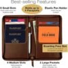 Excello Global Products Split Grain Leather Travel Wallet, Brown, Holds 4 Passports - Image 2
