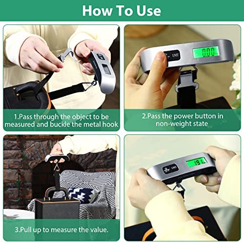 3 Pieces Digital Travel Luggage Scale 110 Lbs Hand Held Digital Weight Suitcase Scale Portable Baggage Travel Bag Scale with Hook, Battery Included - Image 4