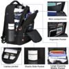 Della Gao Travel Laptop Backpack, Extra Large Anti Theft Backpack for Men and Women with USB Charging Port, Water Resistant Big Business Computer Backpack Bag Fit 17 Inch Laptop, Black - Image 2