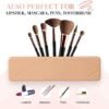 Portable Silicone Makeup Brush Holder, Magnetic Cosmetic Pouch and Anti-Fall Closure, Stylish and Easy to Clean - Convenient Travel Makeup Brush Holder Organizer - Khaki - Image 6