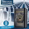 Passport Holder Cover Wallet RFID Blocking Leather Card Case with Vaccine Card Slot Travel Accessories for Women & Men (Black) - Image 8