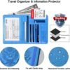 Passport and Vaccine Card Holder Combo, Leather Passport Wallet RFID Blocking with Elastic Strap & Pen Travel Passport Cover Case, Passport Holder with Vaccination Card Slot, Turquoise - Image 3
