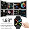 Smart Watch for Men Women Compatible with iPhone Samsung Android Phone 1.69 inch Full Touch Screen IP68 Waterproof Bluetooh Fitness Tracker Heart Rate / Sleep Monitor, Black - Image 2