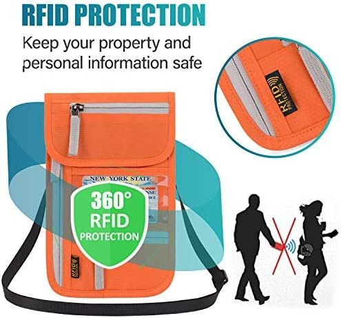 Peicees RFID Blocking Travel Neck Wallet for Men Women Family Passport Holder Lanyard Neck Pouch Slim Travel Document Holder - Image 3