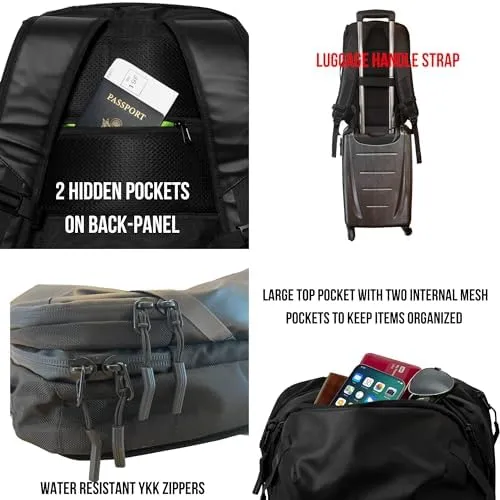 COR Surf Carry On Travel Backpack | NOW with Premium YKK Zippers | Flight Approved Carry On Laptop Backpack with Secret Passport Pockets | The Island Hopper (28L, Army Green) - Image 6